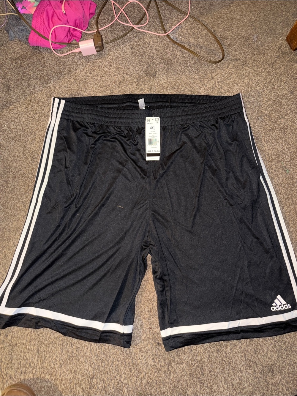 adidas Black Athletic Shorts with White Stripes